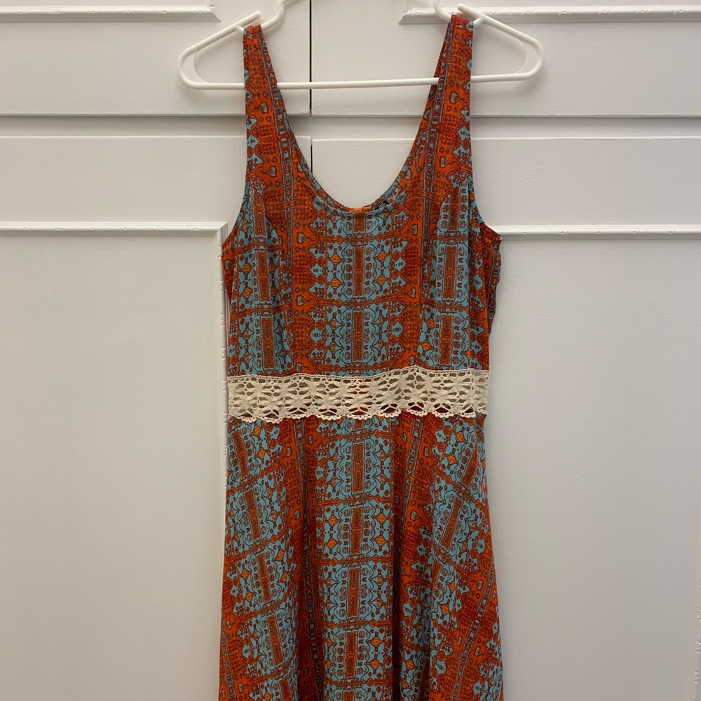 Red and blue flattering dress with lace!